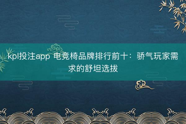 kpl投注app 电竞椅品牌排行前十：骄气玩家需求的舒坦选拔