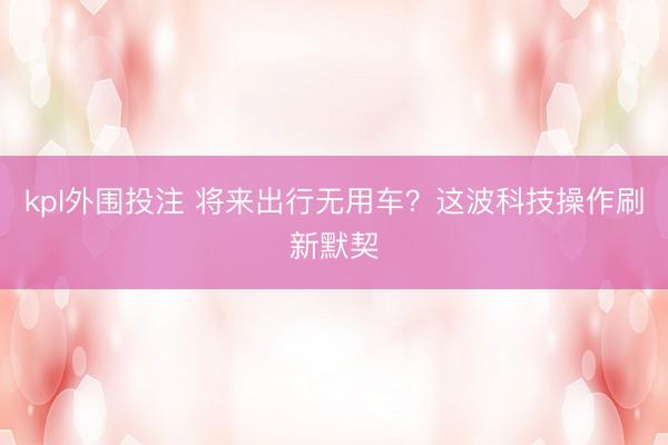 kpl外围投注 将来出行无用车？这波科技操作刷新默契