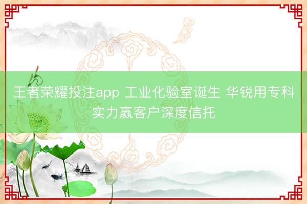 王者荣耀投注app 工业化验室诞生 华锐用专科实力赢客户深度信托