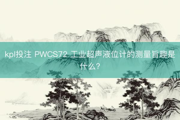 kpl投注 PWCS72 工业超声液位计的测量旨趣是什么?