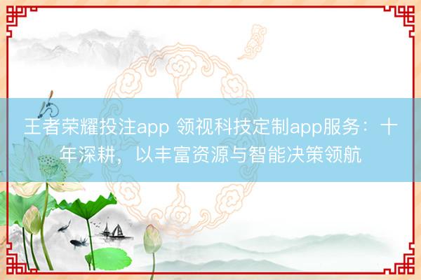王者荣耀投注app 领视科技定制app服务：十年深耕，以丰富资源与智能决策领航