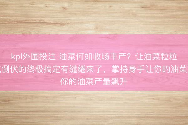kpl外围投注 油菜何如收场丰产？让油菜粒粒饱胀还抗倒伏的终极搞定有缱绻来了，掌持身手让你的油菜产量飙升