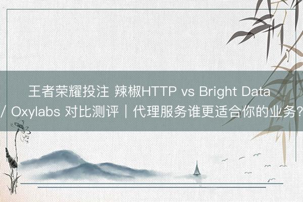 王者荣耀投注 辣椒HTTP vs Bright Data / Oxylabs 对比测评|代理服务谁更适合你的业务?