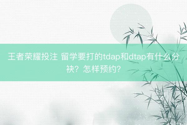 王者荣耀投注 留学要打的tdap和dtap有什么分袂？怎样预约？