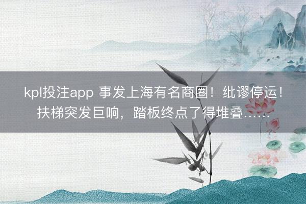 kpl投注app 事发上海有名商圈！纰谬停运！扶梯突发巨响，踏板终点了得堆叠……