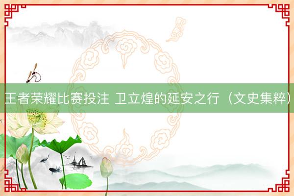 王者荣耀比赛投注 卫立煌的延安之行（文史集粹）