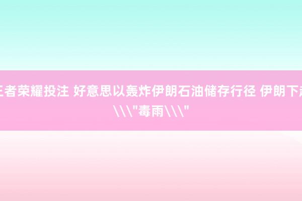 王者荣耀投注 好意思以轰炸伊朗石油储存行径 伊朗下起\