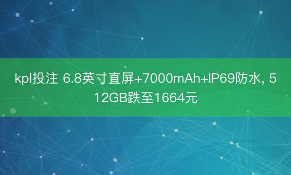 kpl投注 6.8英寸直屏+7000mAh+IP69防水， 512GB跌至1664元