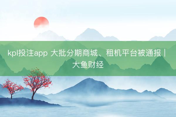 kpl投注app 大批分期商城、租机平台被通报 | 大鱼财经
