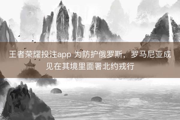 王者荣耀投注app 为防护俄罗斯,罗马尼亚成见在其境里面署北约戎行