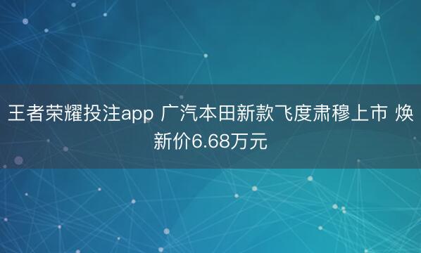 王者荣耀投注app 广汽本田新款飞度肃穆上市 焕新价6.68万元