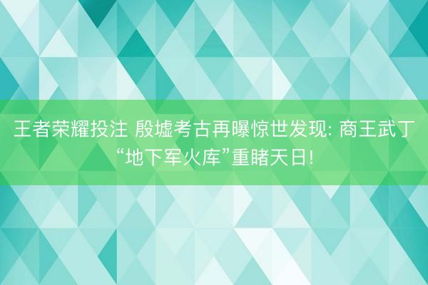 王者荣耀投注 殷墟考古再曝惊世发现: 商王武丁“地下军火库”重睹天日!