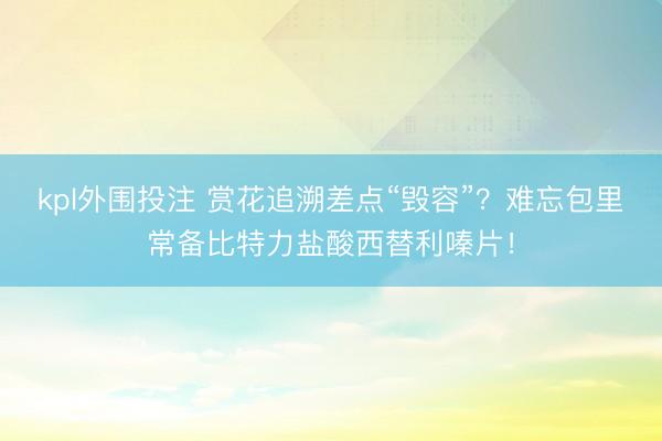kpl外围投注 赏花追溯差点“毁容”？难忘包里常备比特力盐酸西替利嗪片！