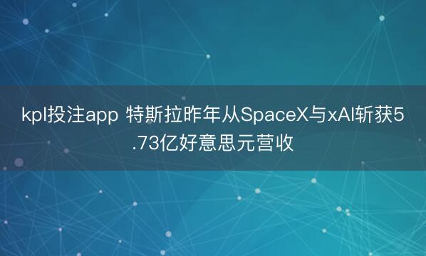 kpl投注app 特斯拉昨年从SpaceX与xAI斩获5.73亿好意思元营收