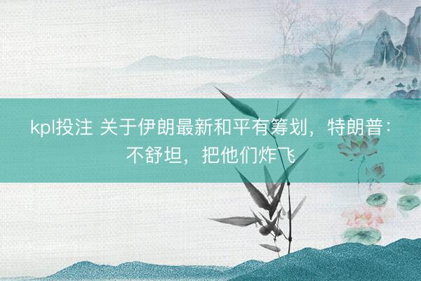 kpl投注 关于伊朗最新和平有筹划，特朗普：不舒坦，把他们炸飞
