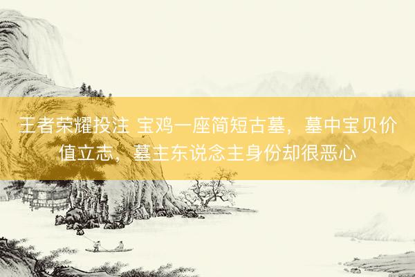王者荣耀投注 宝鸡一座简短古墓，墓中宝贝价值立志，墓主东说念主身份却很恶心