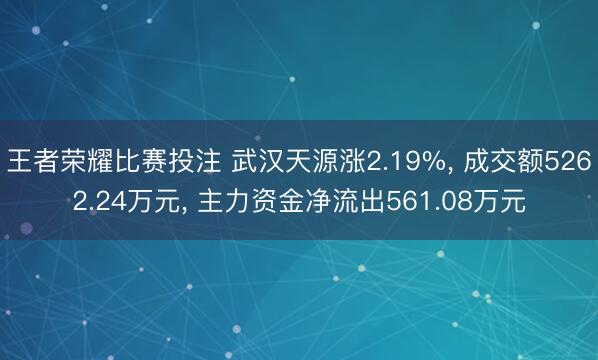 王者荣耀比赛投注 武汉天源涨2.19%， 成交额5262.24万元， 主力资金净流出561.08万元