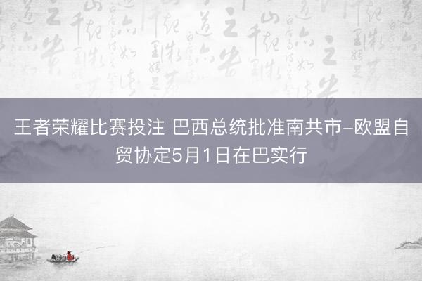王者荣耀比赛投注 巴西总统批准南共市-欧盟自贸协定5月1日在巴实行