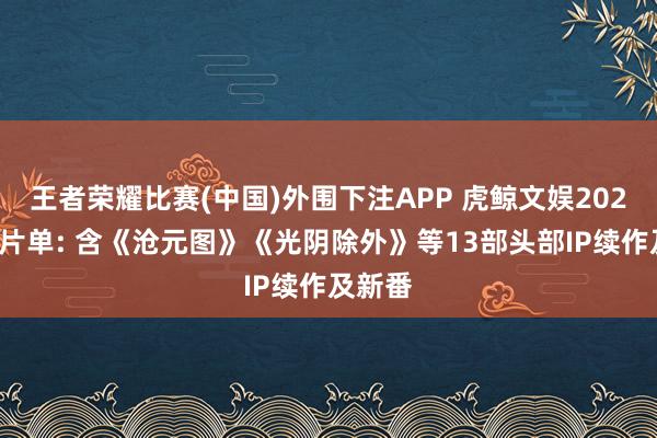 王者荣耀比赛(中国)外围下注APP 虎鲸文娱2026动漫片单: 含《沧元图》《光阴除外》等13部头部IP续作及新番