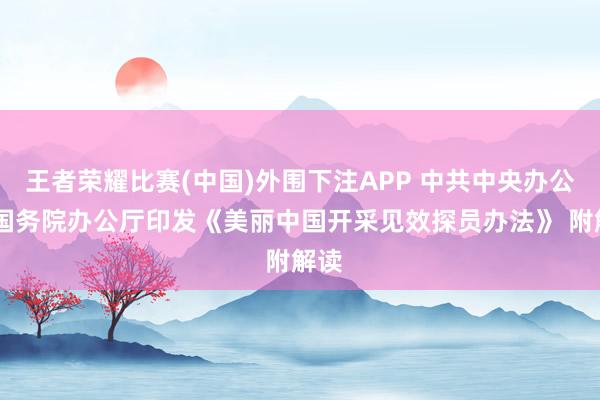 王者荣耀比赛(中国)外围下注APP 中共中央办公厅 国务院办公厅印发《美丽中国开采见效探员办法》 附解读