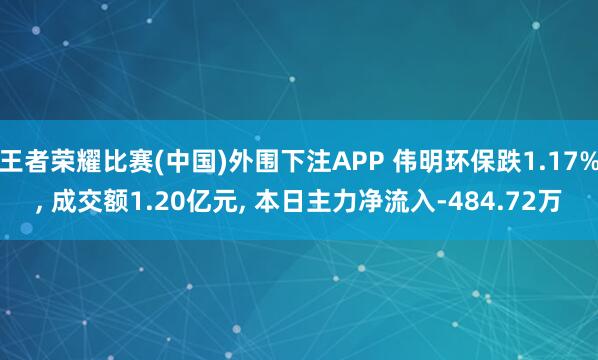 王者荣耀比赛(中国)外围下注APP 伟明环保跌1.17%, 成交额1.20亿元, 本日主力净流入-484.72万