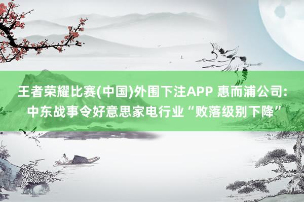王者荣耀比赛(中国)外围下注APP 惠而浦公司: 中东战事令好意思家电行业“败落级别下降”