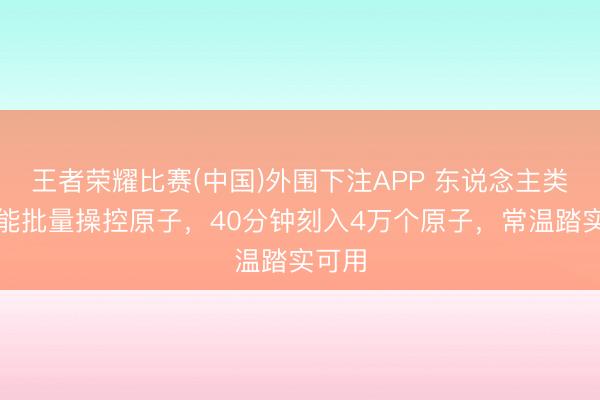 王者荣耀比赛(中国)外围下注APP 东说念主类终于能批量操控原子,40分钟刻入4万个原子,常温踏实可用
