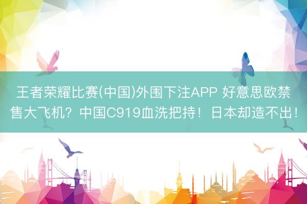 王者荣耀比赛(中国)外围下注APP 好意思欧禁售大飞机?中国C919血洗把持!日本却造不出!