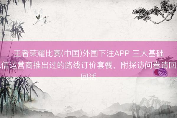 王者荣耀比赛(中国)外围下注APP 三大基础电信运营商推出过的路线订价套餐,附探访问卷请回话