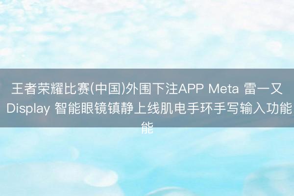 王者荣耀比赛(中国)外围下注APP Meta 雷一又 Display 智能眼镜镇静上线肌电手环手写输入功能