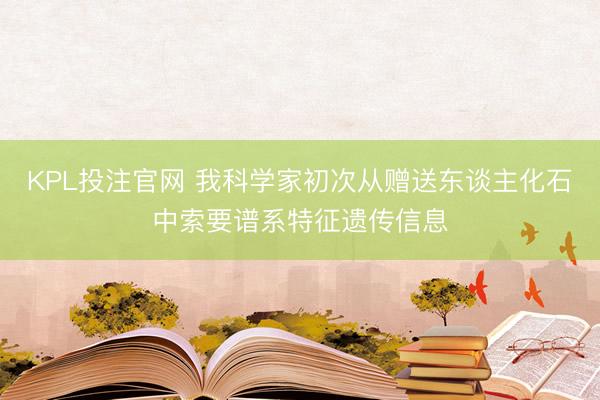 KPL投注官网 我科学家初次从赠送东谈主化石中索要谱系特征遗传信息