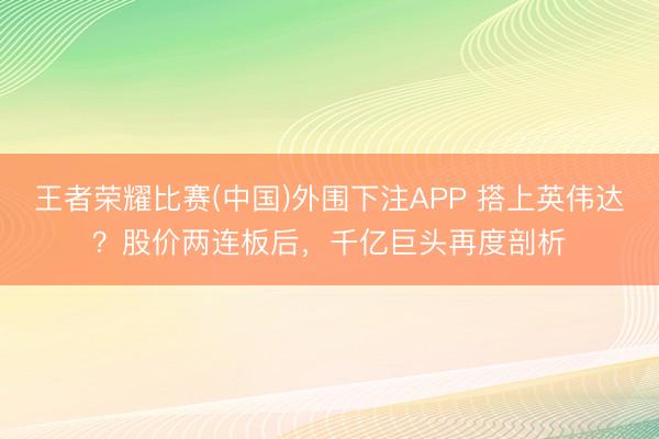 王者荣耀比赛(中国)外围下注APP 搭上英伟达？股价两连板后，千亿巨头再度剖析