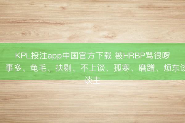 KPL投注app中国官方下载 被HRBP骂很啰嗦、事多、龟毛、抉剔、不上谈、孤寒、磨蹭、烦东谈主