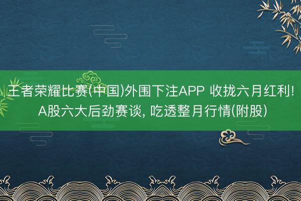王者荣耀比赛(中国)外围下注APP 收拢六月红利! A股六大后劲赛谈, 吃透整月行情(附股)