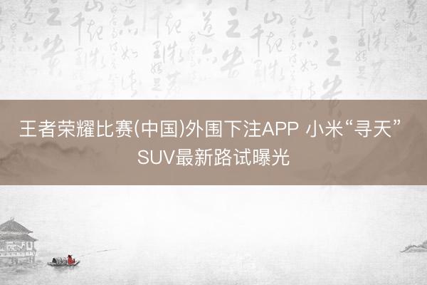王者荣耀比赛(中国)外围下注APP 小米“寻天” SUV最新路试曝光