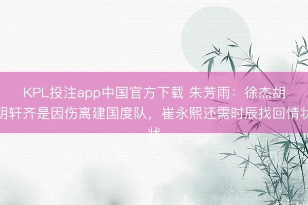 KPL投注app中国官方下载 朱芳雨:徐杰胡明轩齐是因伤离建国度队,崔永熙还需时辰找回情状