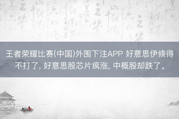 王者荣耀比赛(中国)外围下注APP 好意思伊倏得不打了, 好意思股芯片疯涨, 中概股却跌了。