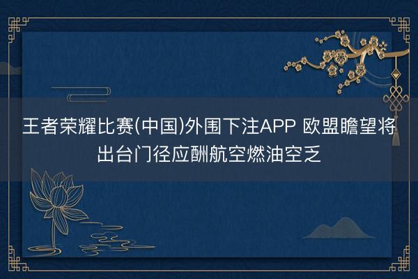 王者荣耀比赛(中国)外围下注APP 欧盟瞻望将出台门径应酬航空燃油空乏