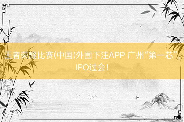 王者荣耀比赛(中国)外围下注APP 广州“第一芯”,IPO过会!