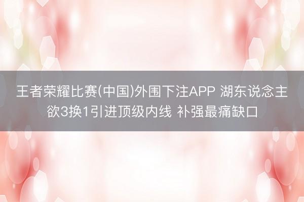 王者荣耀比赛(中国)外围下注APP 湖东说念主欲3换1引进顶级内线 补强最痛缺口