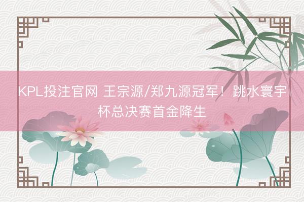KPL投注官网 王宗源/郑九源冠军!跳水寰宇杯总决赛首金降生